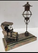 Vintage Copper Metal Music Antique Car & Lamppost “ Happy Days Are Here Again” picture