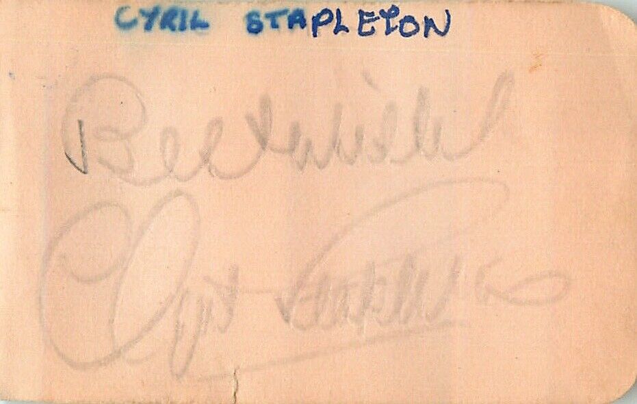 Vintage Signed Autograph Cut - English Violinist - Cyril Stapleton