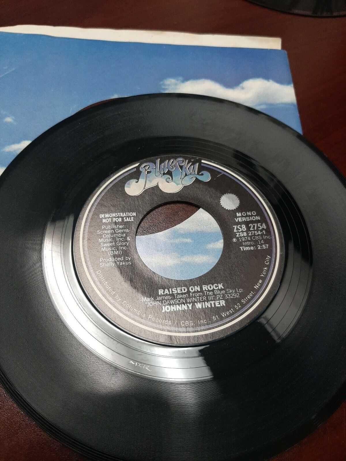 45 Record Johnny Winter Raised on Rock VG