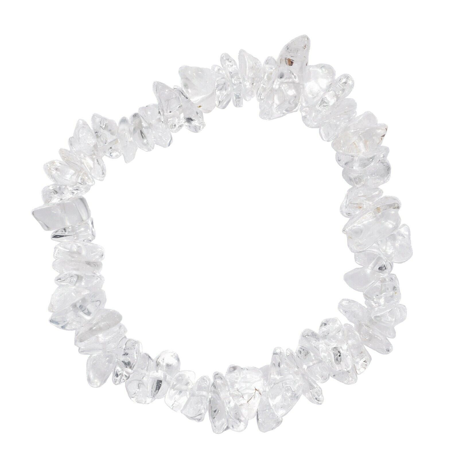 CHARGED Amplifier (Clear) Quartz Crystal Chip Stretchy Bracelet + Selenit Heart