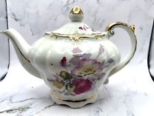 Vintage Tilso Beautiful Floral Tea Pot Built-in Music Box Plays 