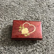 Vintage San Francisco Music Box Company Jewelry Trinket Keepsake Inlaid Wood Red picture