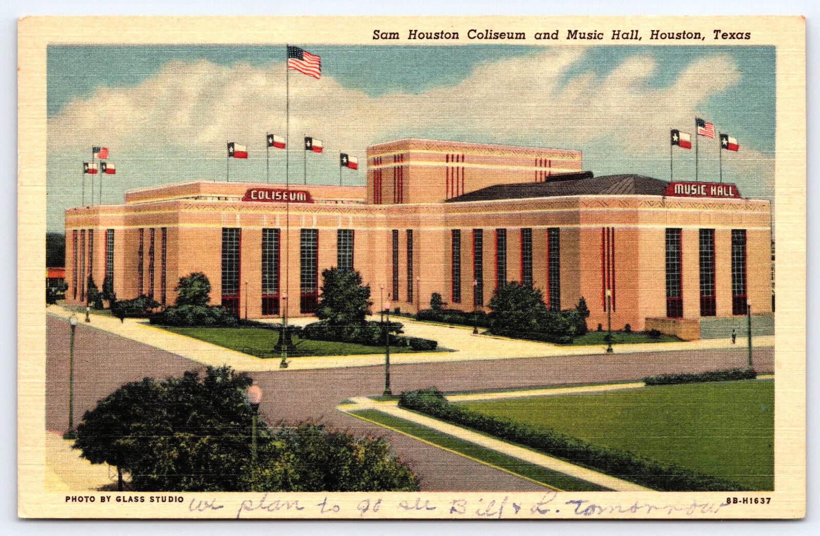 Houston TX-Texas, Sam Houston Coliseum And Music Hall, Antique, Vintage Postcard