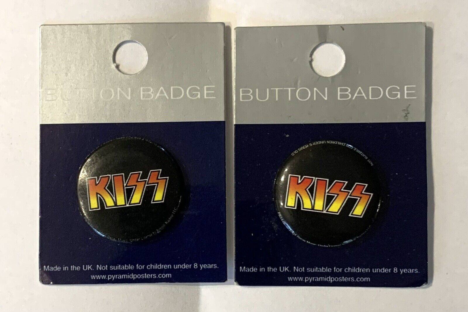 2x Kiss Heavy Rock Glam Metal Band 70\'s 80\'s 25mm Pin Button Badges