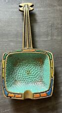 Vintage MCM Ashtray Brass Enamel Mandolin Guitar Teal Made in Israel picture