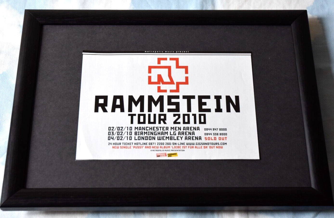 RAMMSTEIN band framed A4 2010 made in germany TOUR ALBUM original promo poster