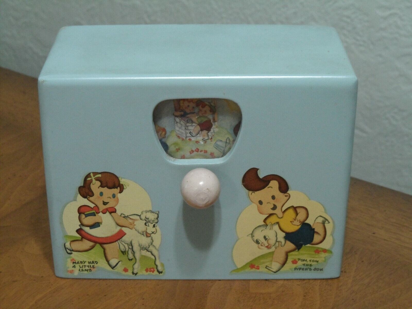 Antique Music Box Lador Switzerland 1948 Rare HTF Nursery Box Toy