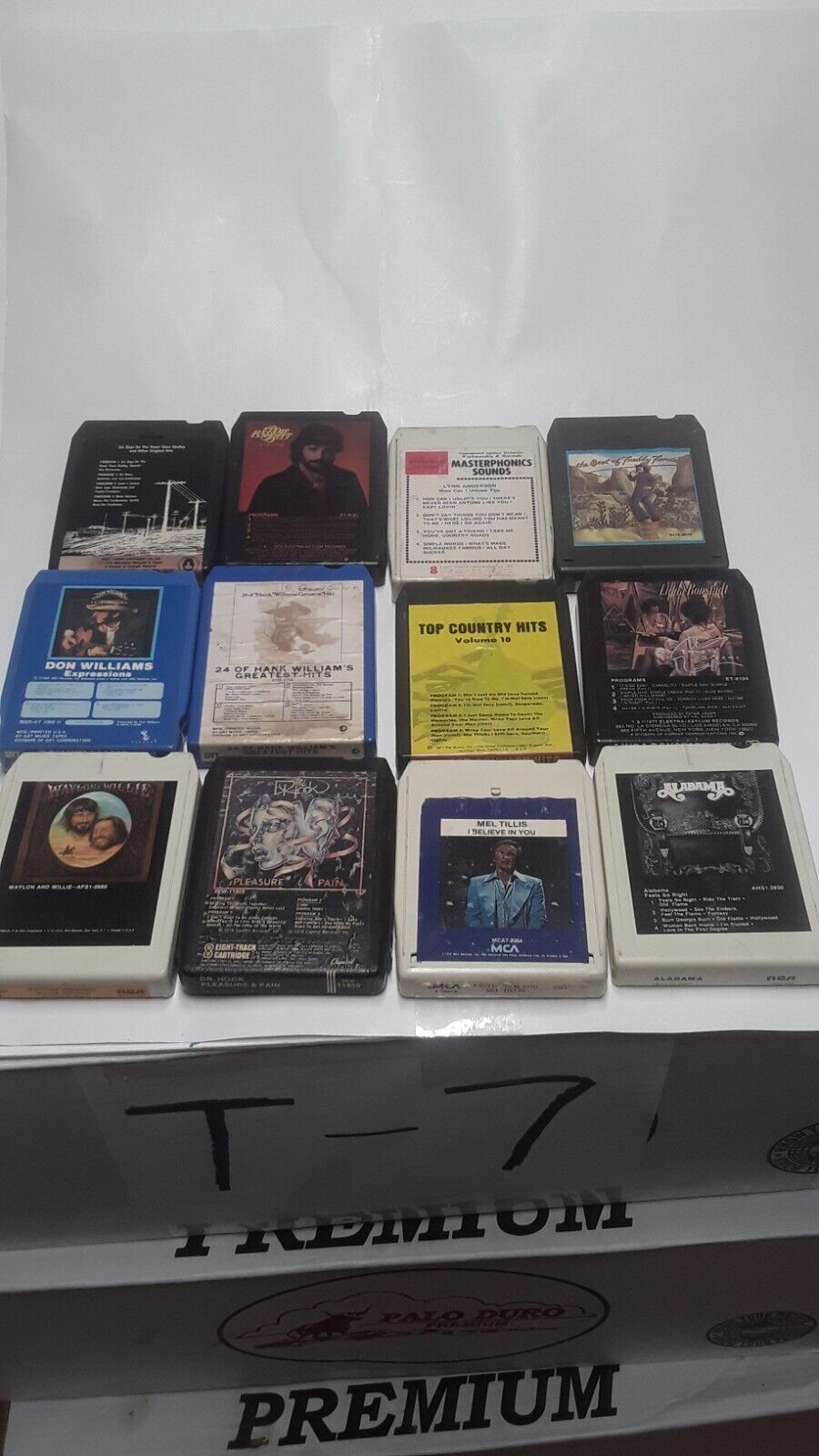Lot of 12 Vintage Country 8-Tracks Freddy Fender waylon and willy Alabams Others
