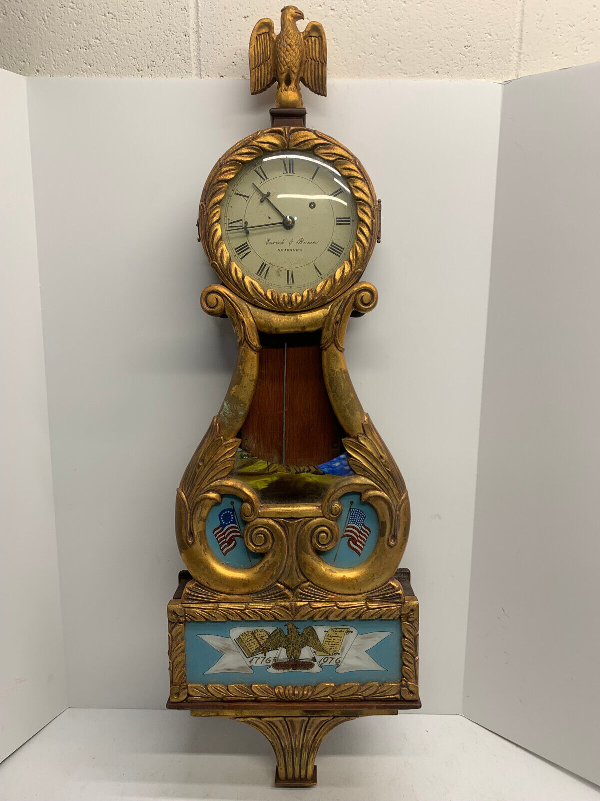 Eurich & Romeo Bicentennial Banjo Clock (Lyre Clock Style) RARE (read)