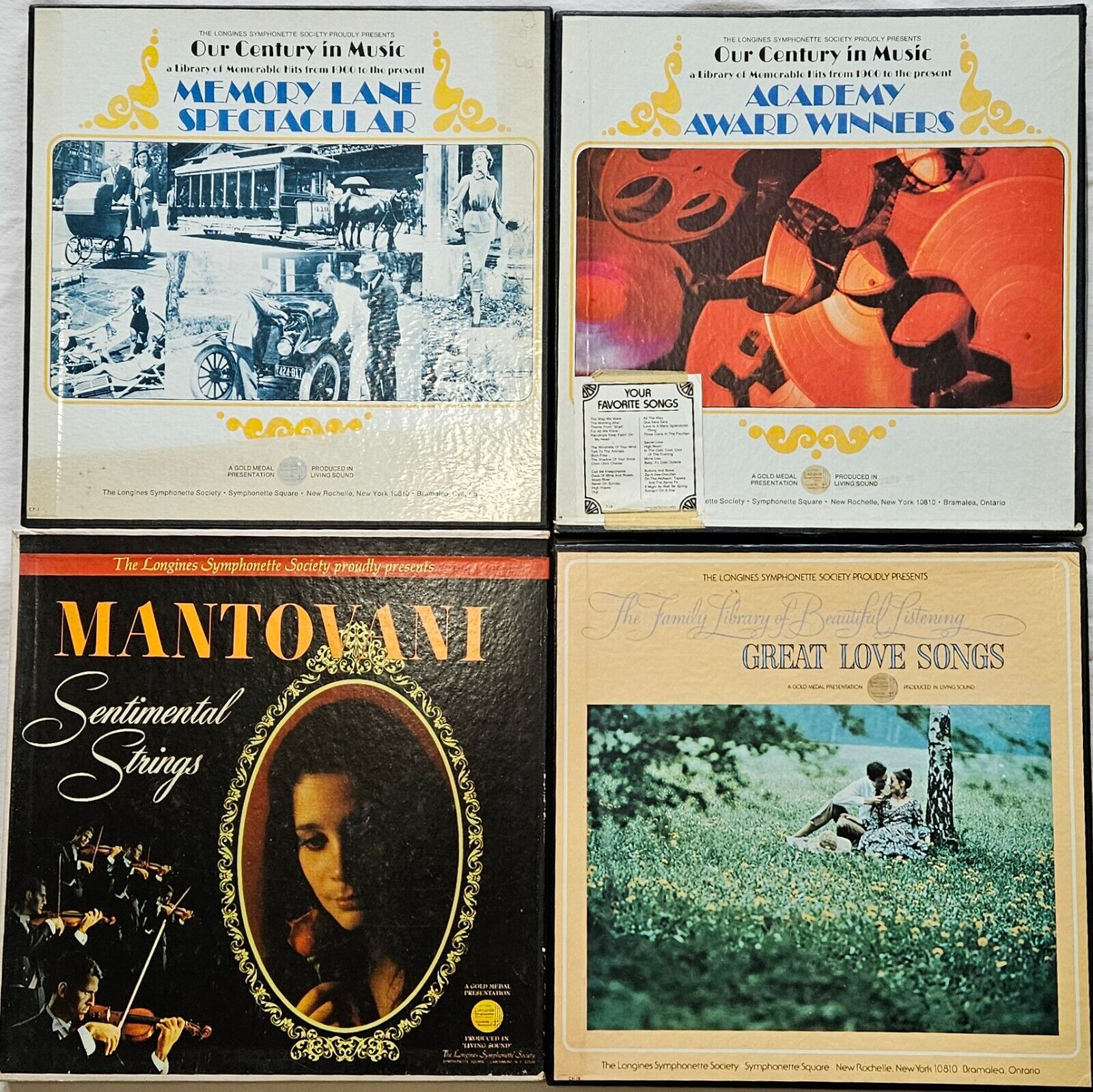 Vintage 14 LP Lot #187: 4 Longines Symphonette Box Sets Mantovani Academy Love