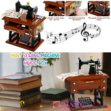 Sewing Machine Mini Music Box Vintage Clockwork Home Crafts Decor Birthday Gift picture