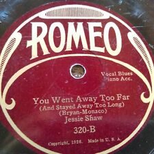 78 rpm Romeo 320, Jessie Shaw vocal blues with piano V picture