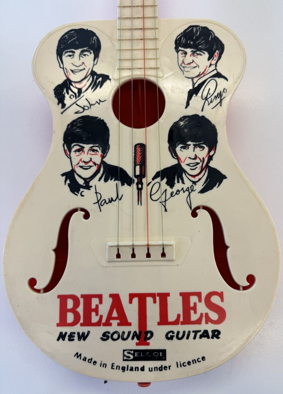 VINTAGE 1960s BEATLES TOY GUITAR ORIGINAL 60'S SELCOL NEW SOUND MADE IN ENGLAND