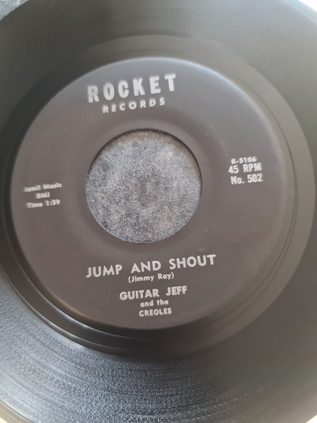 Guitar Jeff Jump And Shout  Rocket Records Usa 1958 No 502 etched  R-5106 