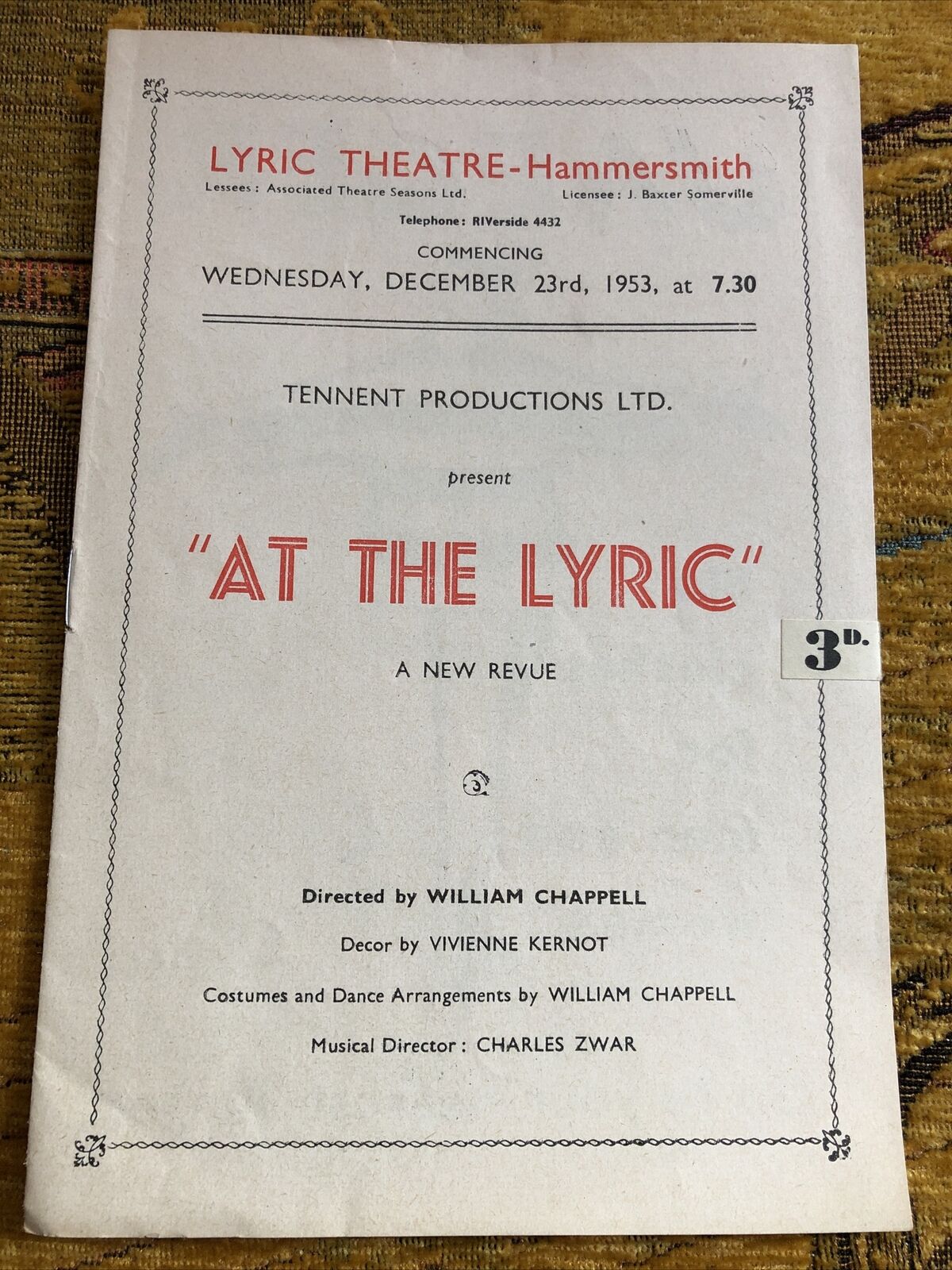 ‘At The Lyric’ Revue - 1953 Theatre Programme - Ian Carmichael, Dora Bryan