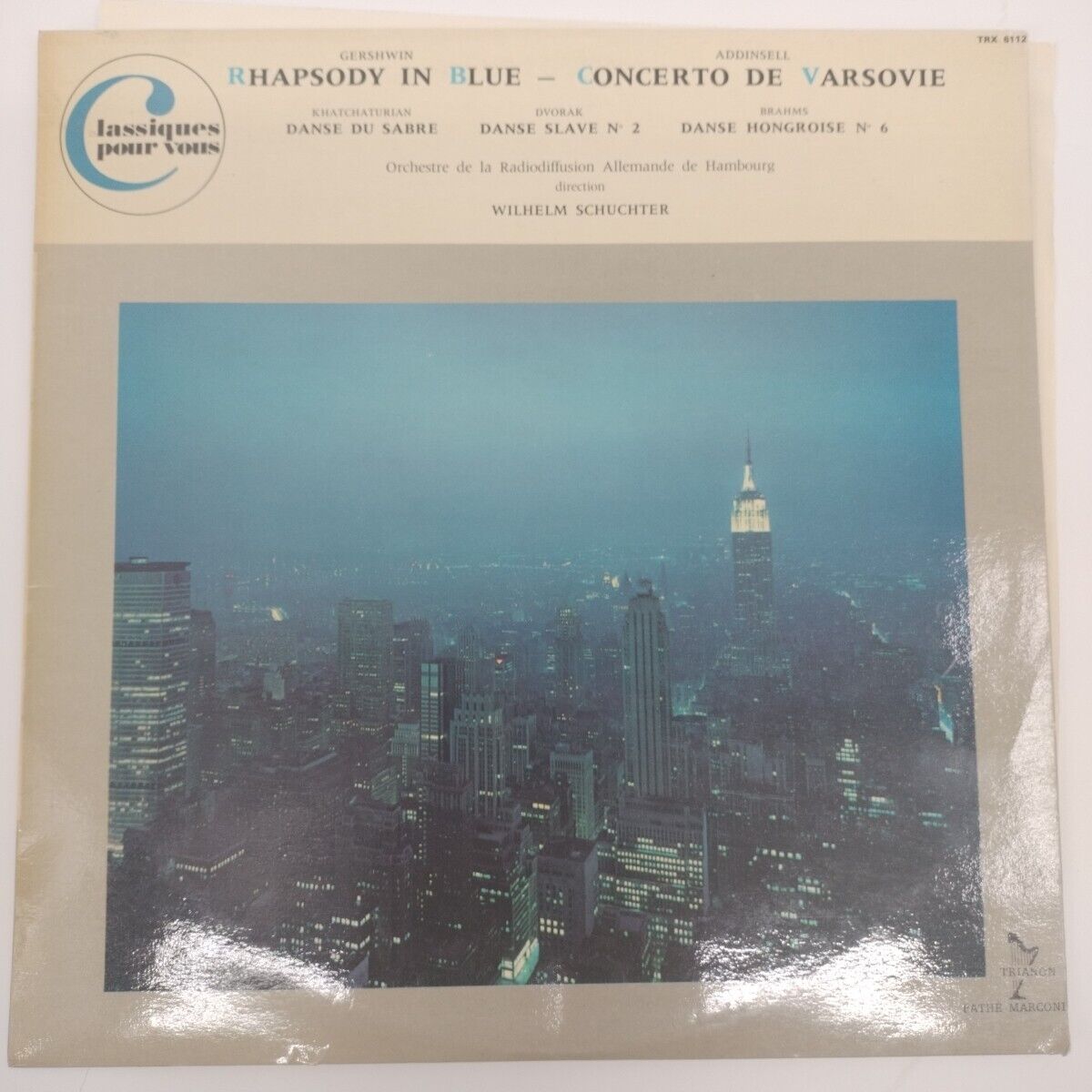 Vintage Record LP 12-in Rhapsody In Blue Concerto De Varsovie Wilhelm Schuchter.