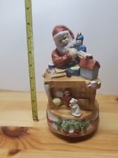 Vintage Homco Santa Claus Revolving Music Box Jingle Bells Porcelain Figurine  picture