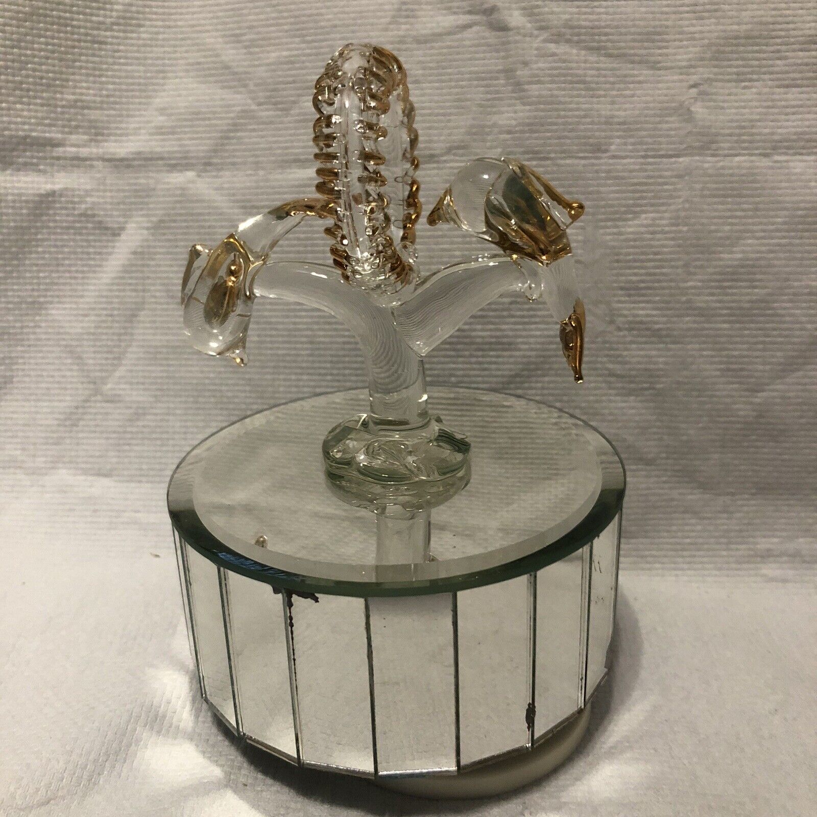 Vintage Performing Musical Glass Dolphins