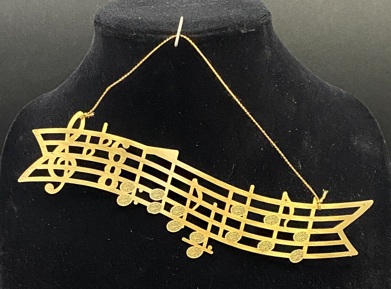 Vintage Gold Tone Musical Notes Ornament