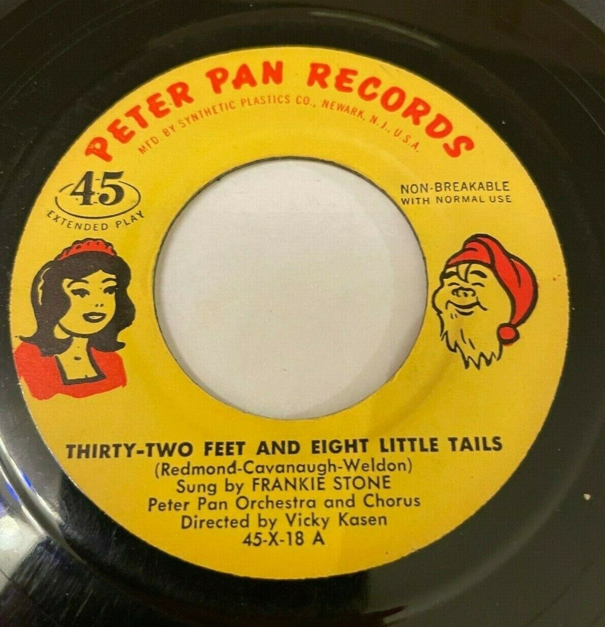 Frankie Stone Thirty-Two Feet And Eight Little Tails Vinyl Record Vintage 45 RPM