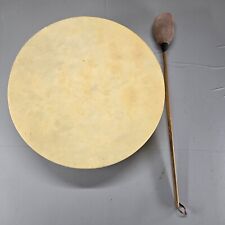 Vintage 1998 Native American Homemade Rawhide Drum w/ Mallet  picture