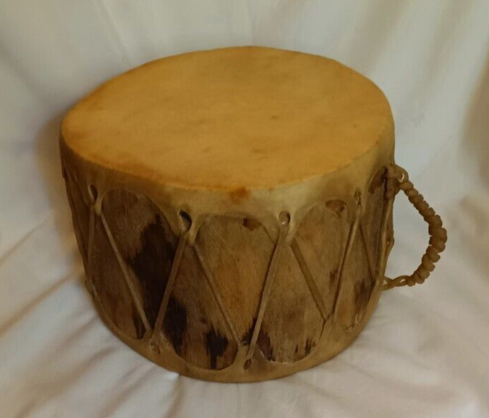 Vintage Native American Style HAND DRUM Leather Bound