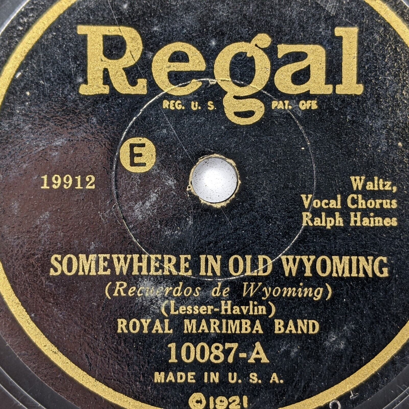 1921 Hollywood Dance Royal Marimba Band 78 Wonderful Sweetheart, Old Wyoming  J2