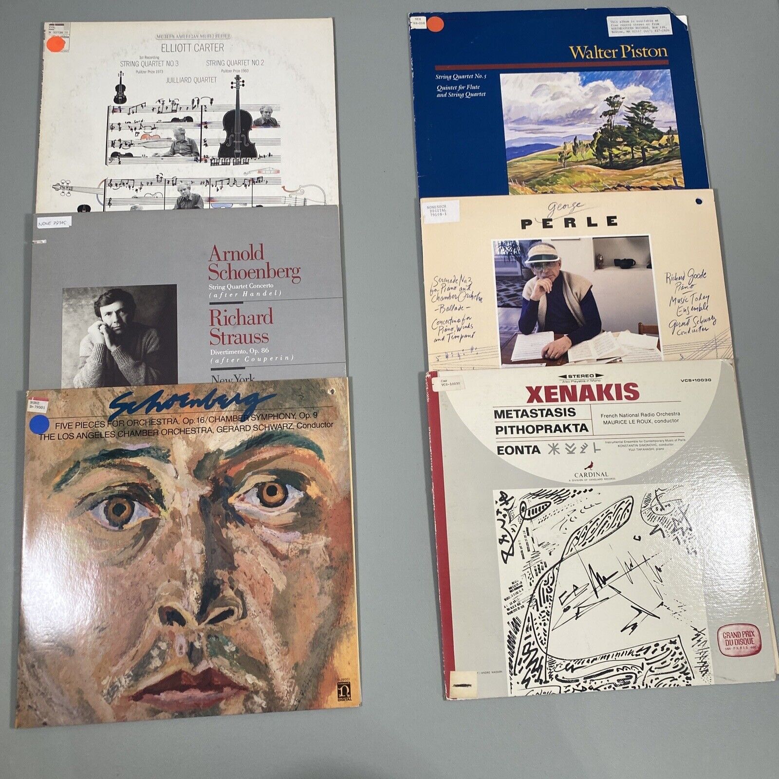 Vintage LP Record Album Lot of 6 2oth Century Classical Carter Schoenberg Piston