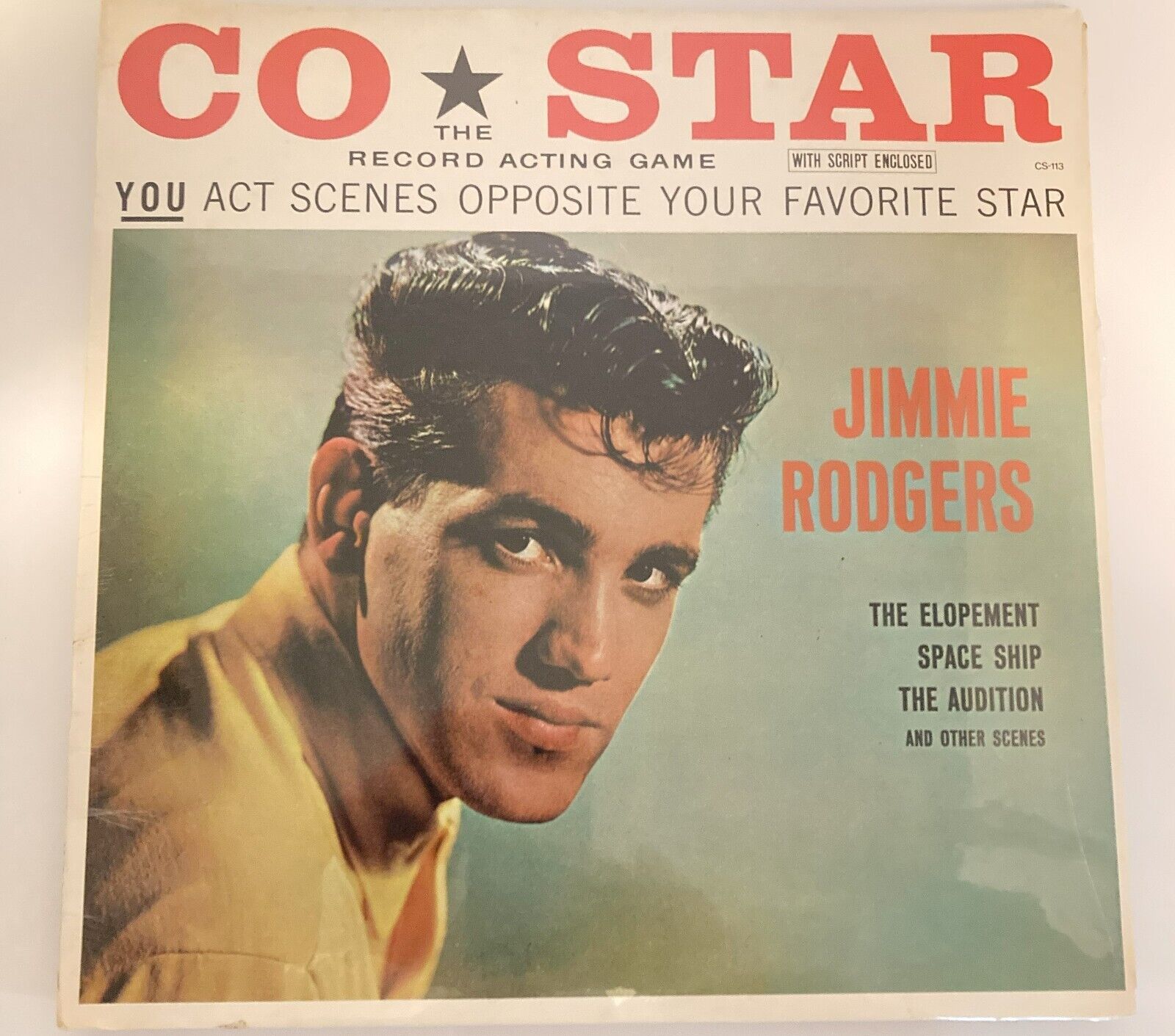 Vintage 1961 CO-STAR THE RECORD ACTING GAME JIMMIE RODGERS LP Record +Script NEW