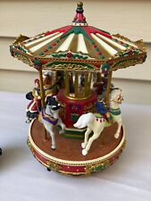 Vintage Mr. Christmas Animated Holiday Carousel Plays Music Spins Around Working picture