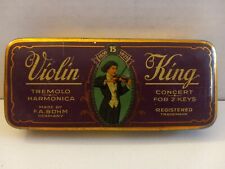 ANTIQUE VIOLIN KING TREMOLO CONCERT HARMONICA TIN By F.A.BOHN GERMANY picture