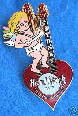 SYDNEY AUSTRALIA VALENTINE\'S DAY CUPID\'S BOW RED HEART GUITAR Hard Rock Cafe PIN