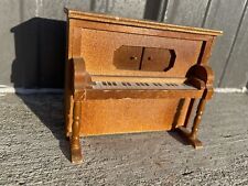 Vintage Miniature Dollhouse Wood Piano Musical Wind Up Music Box Works NL picture