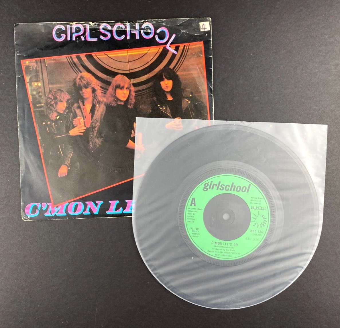 Girlschool • C\'Mon Let\'s Go • UK Press 45-RPM 7\