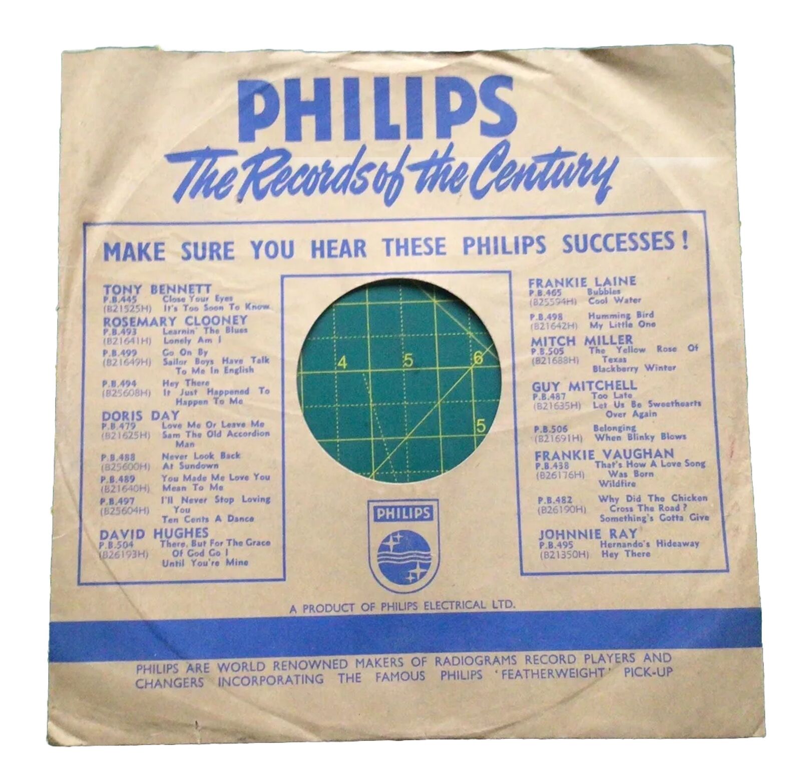 Vintage Philips Label 10” Record Sleeve For Shellac Records In Good Condition