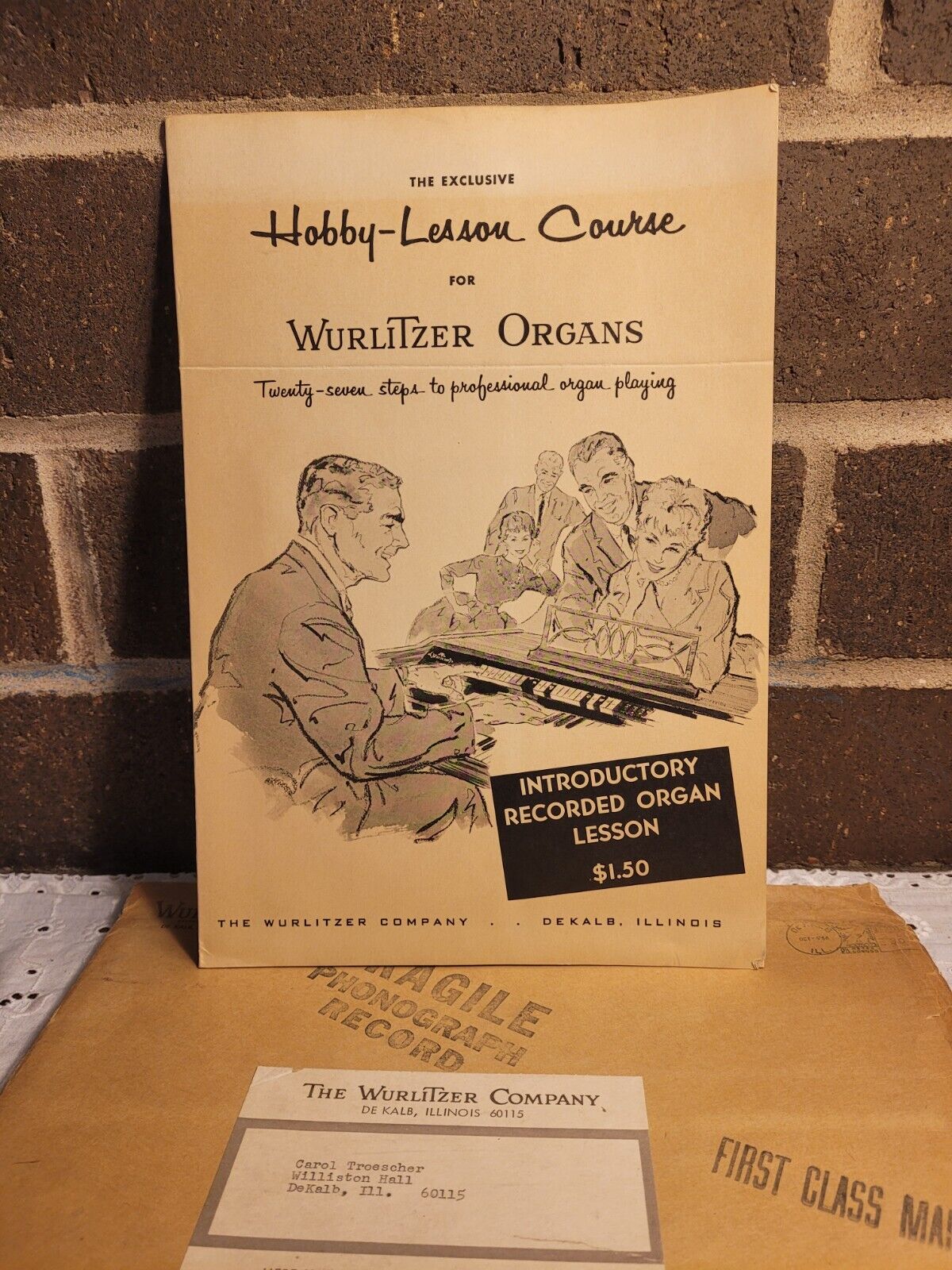 Vintage 1950s Wurlitzer Organ Lesson Course Vinyl Record included envelope and 