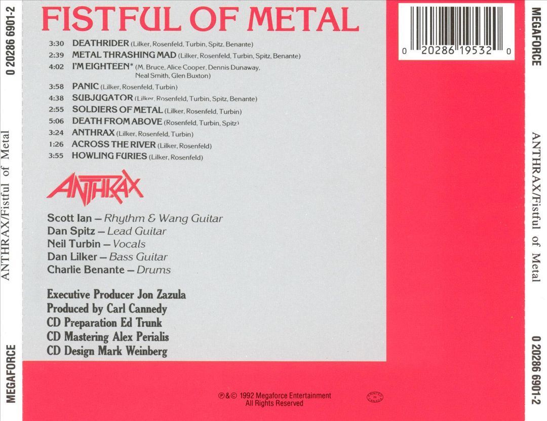 ANTHRAX - FISTFUL OF METAL NEW CD