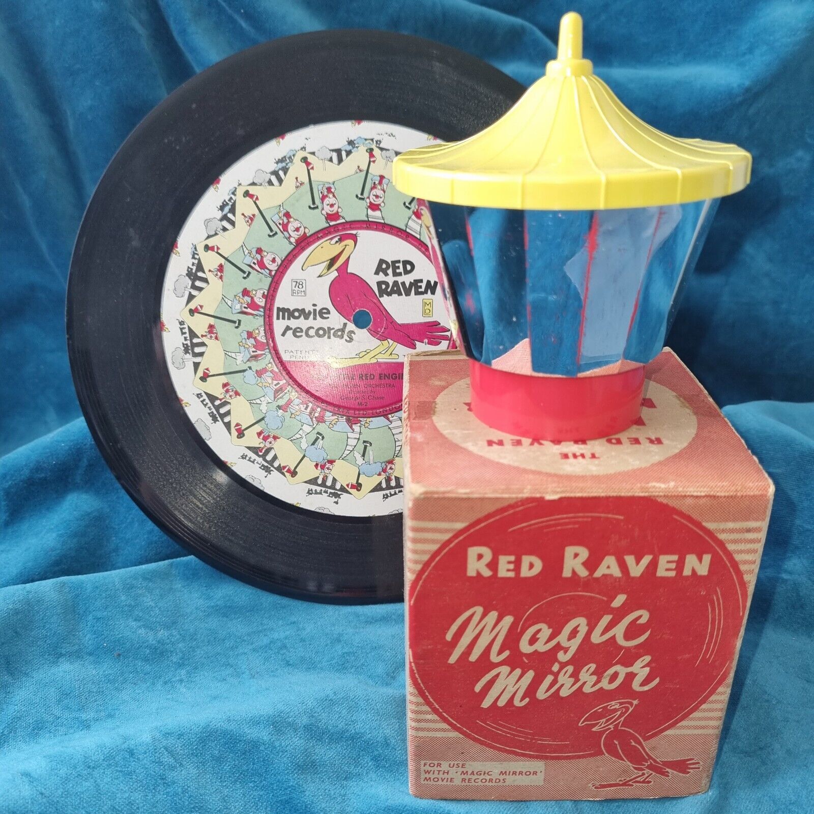 Rare, Vintage, Boxed Red Raven Magic Mirror - With Record - Farmer In The Dell