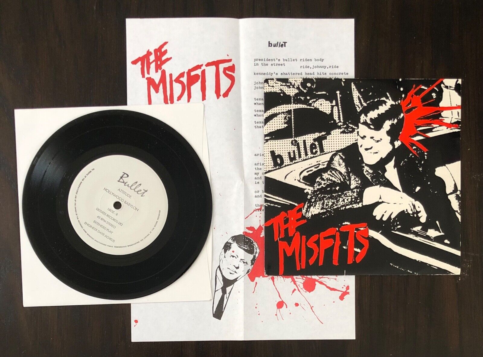 Misfits Bullet 7” UK fanclub Issue Listless Records 1989 Samhain Danzig w/Insert