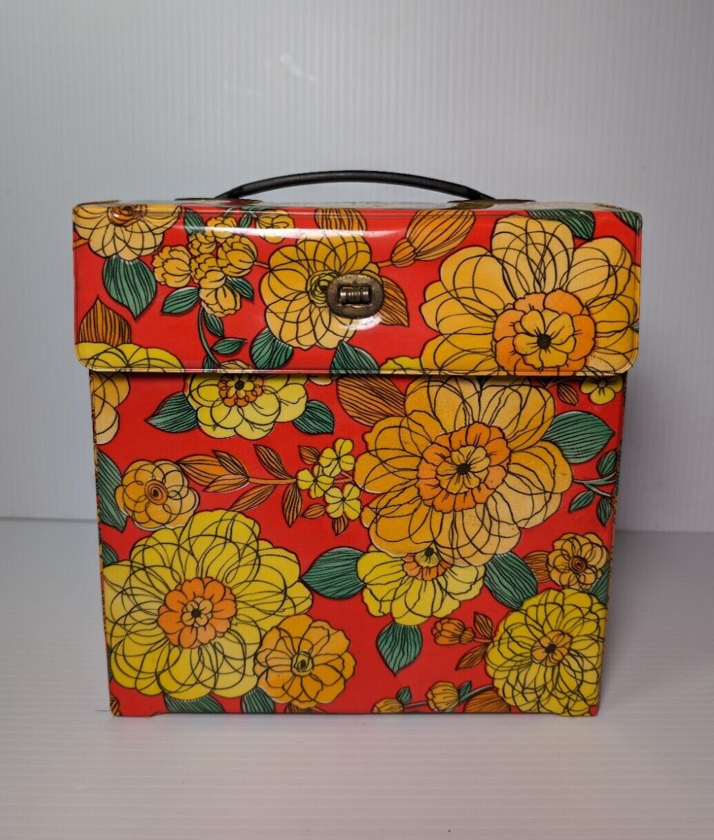 Vintage Floral Retro 45RPM Record Storage Box Case Love Flower Hippie