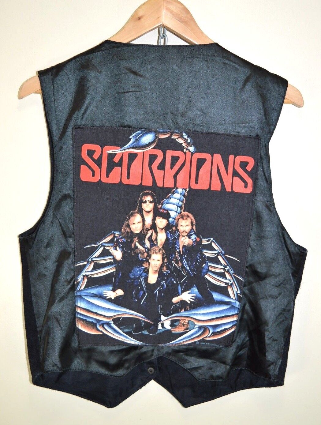 SCORPIONS VINTAGE 80s SUEDE WAISTCOAT WITH LARGE REAR SEW ON PATCH ROCK ORIGINAL