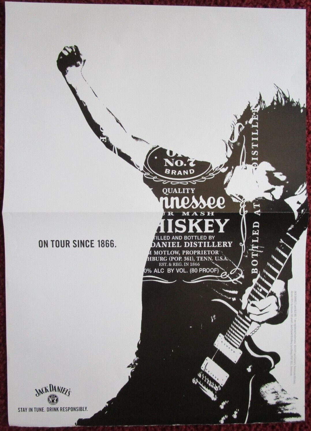 2009 JACK DANIEL\'S Old No. 7 Tennesse Whiskey Print Ad ~ Guitar Tour Since 1866