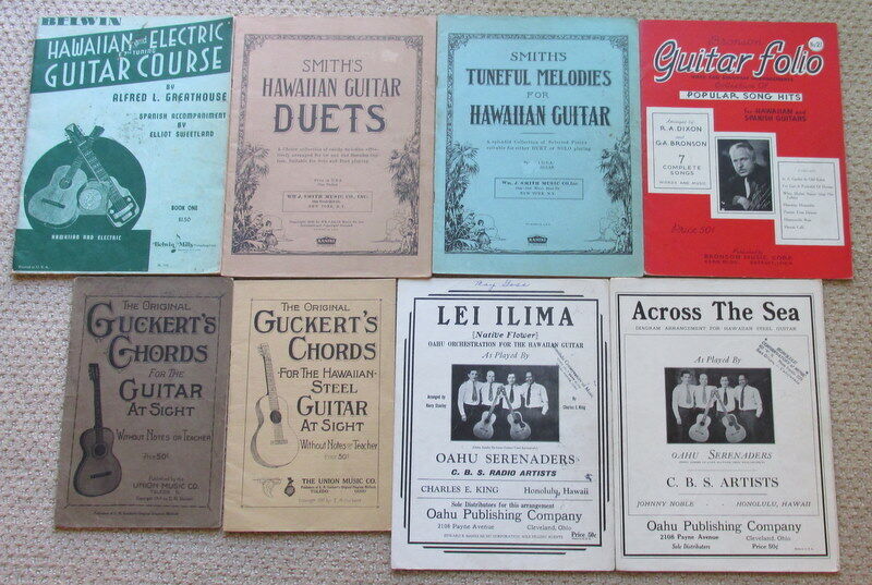LOT of 8 vintage 1920\'s-1930\'s HAWAIIAN GUITAR SONGBOOKS, CHORDS and SHEETMUSIC