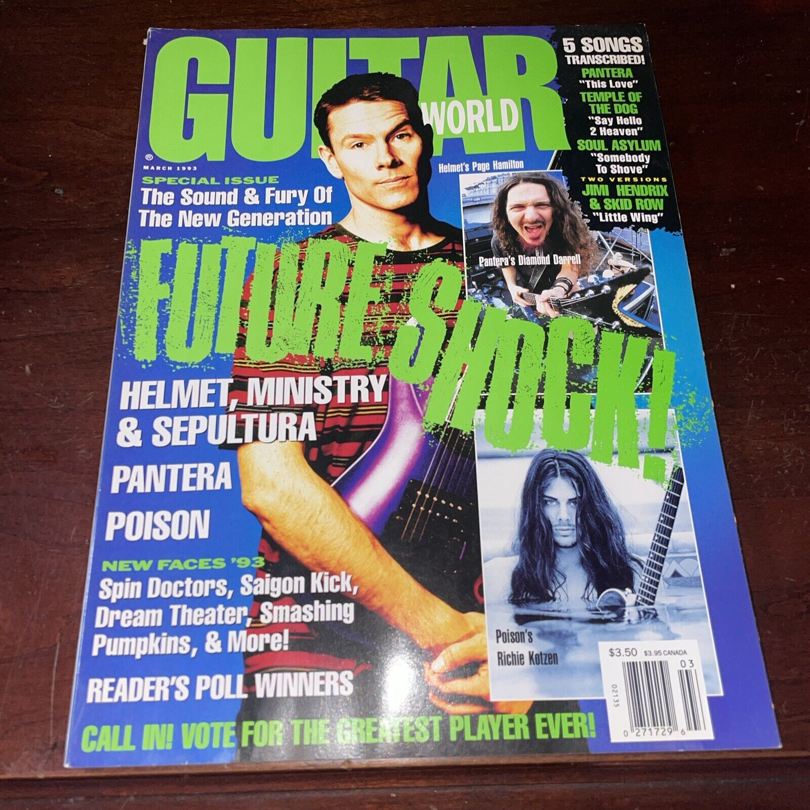 MARCH 1993 GUITAR WORLD vintage music magazine FUTURE SHOCK - PANTERA