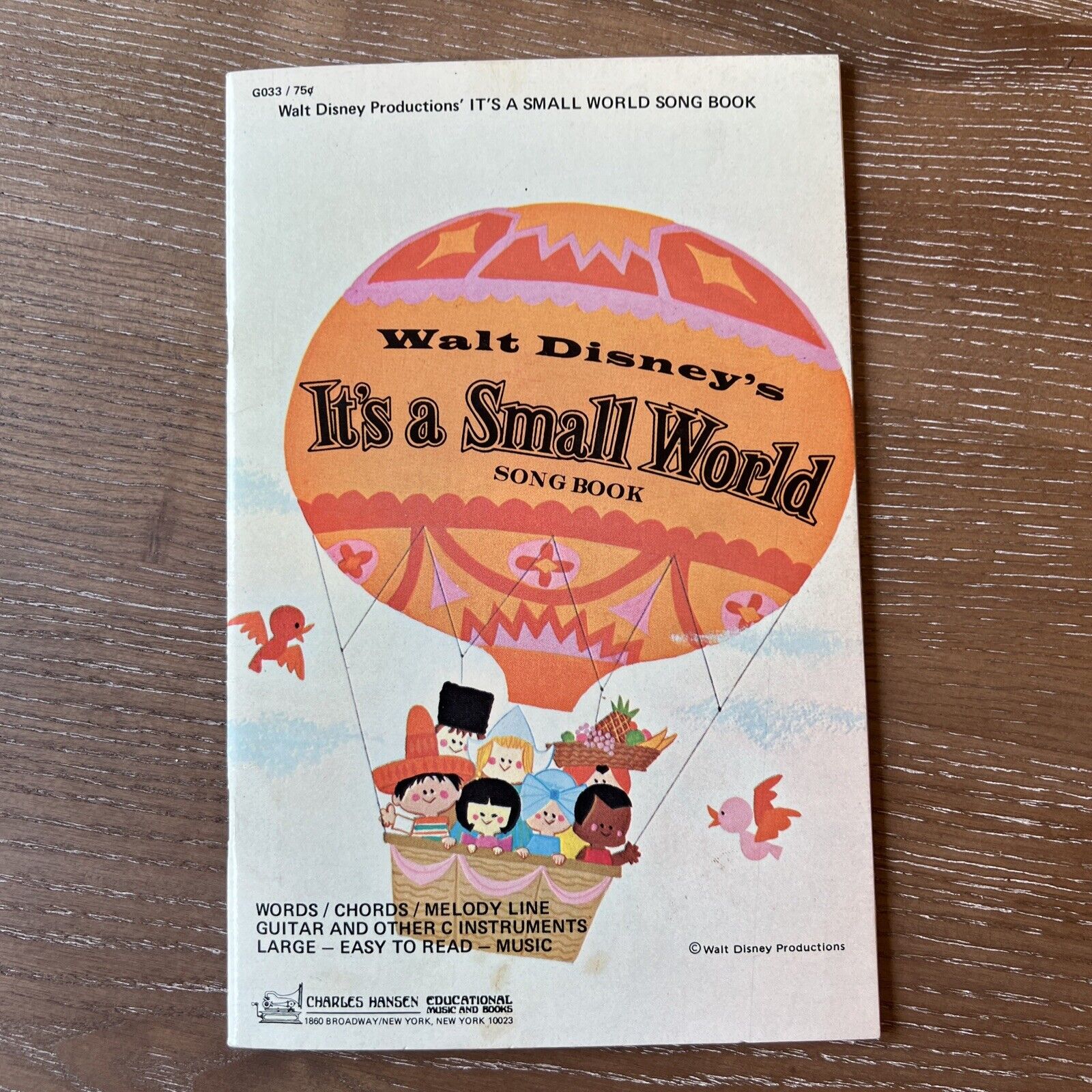 Vintage Disney It’s a Small World Song Book Guitar Lyrics 1972 Collectible Rare