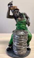 Reggae Rasta Steel Pan Drummer Hand Sculpted Clay Statue Signed Vintage picture