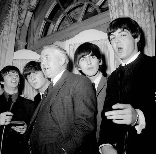 Labour Party leader Harold Wilson with The Beatles 1964 Old Photo