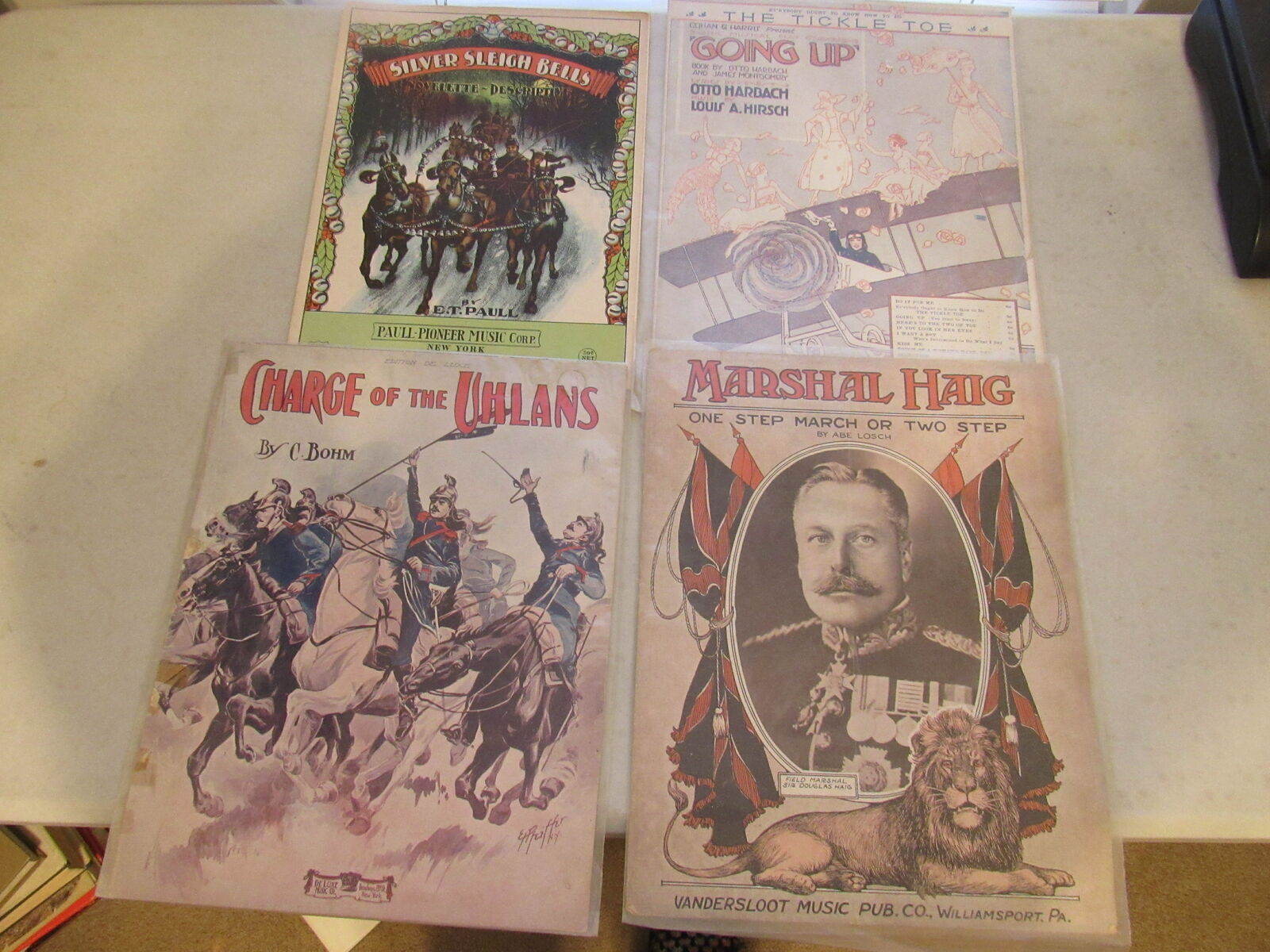 Lot of 4 Vintage Sheet Music ~ Silver Sleigh Bells, Charge of the Villans etc