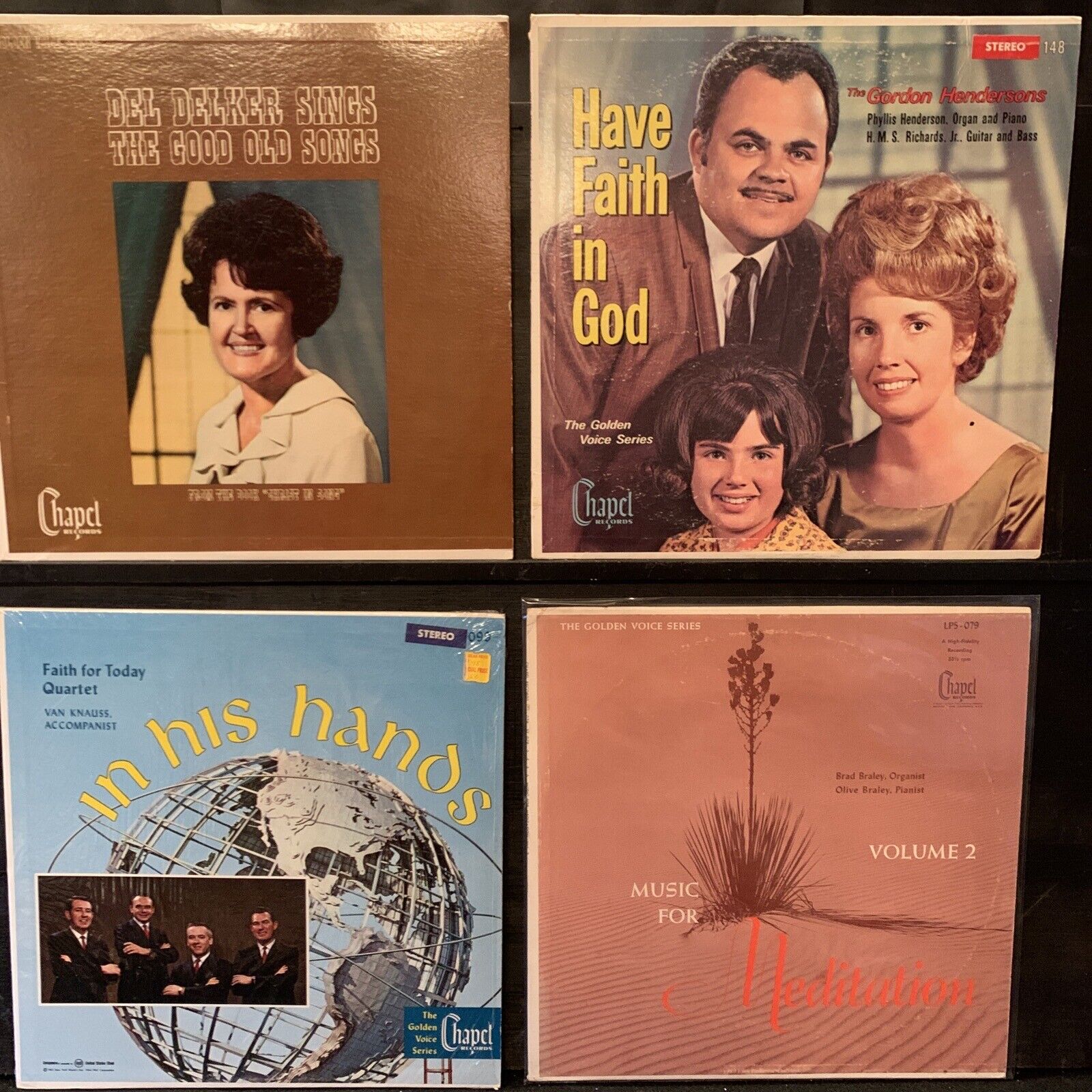 Mixed Artists Chapel Records LP lot of 4 vintage Golden Voice Series Christian