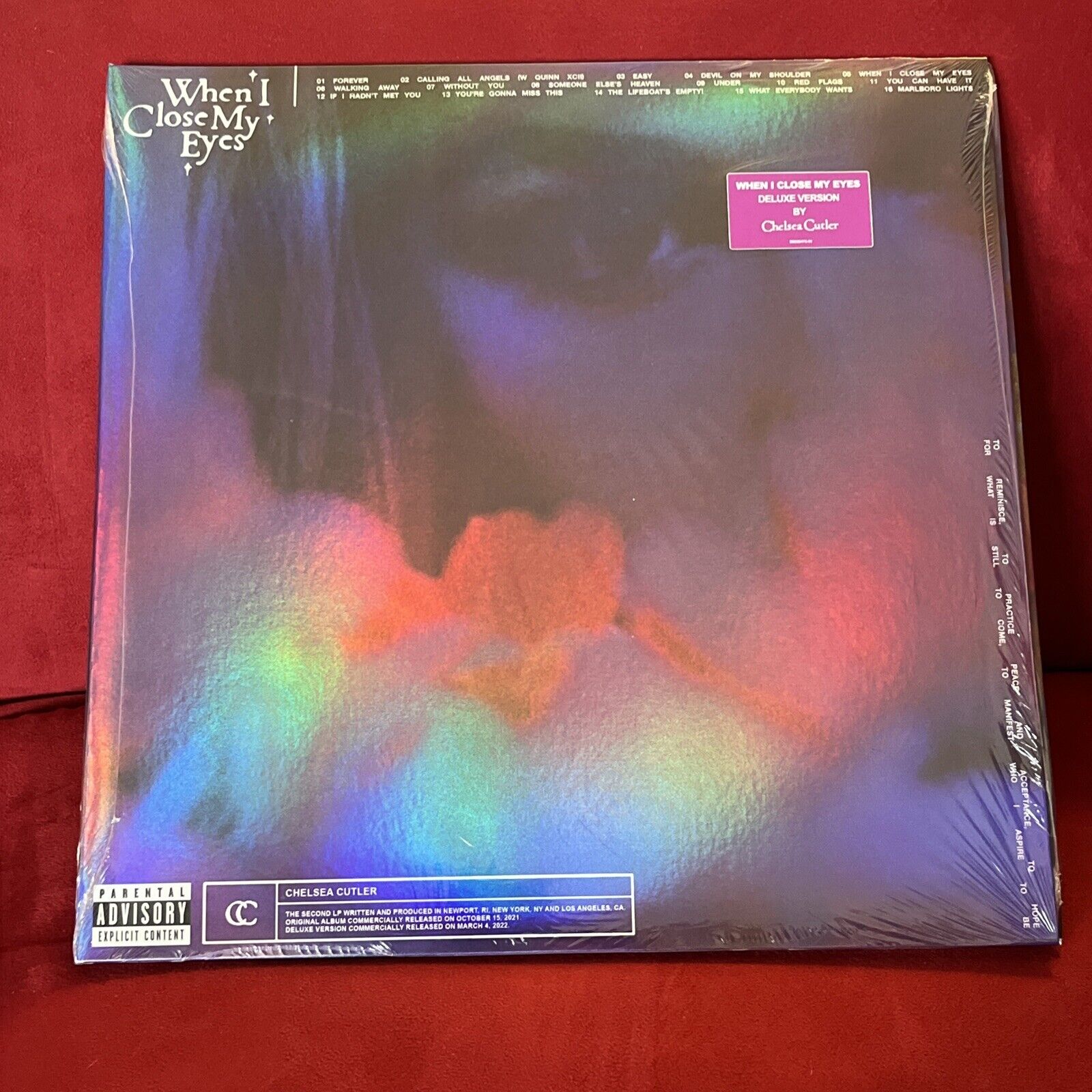 NEW Chelsea Cutler When I Close My Eyes Deluxe Clear 2x Vinyl Lenticular Cover